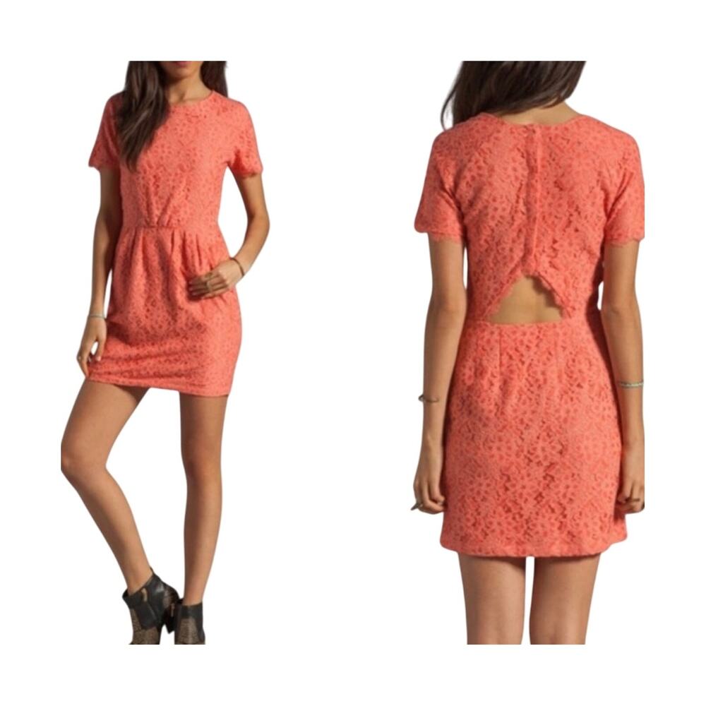 DV Dolce Vita Coral Lace Open Back Dress M Wedding Guest Bridal Shower